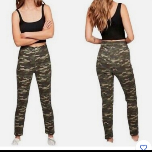 Free People High Rise Skinny Camo Jeans - Picture 2 of 8